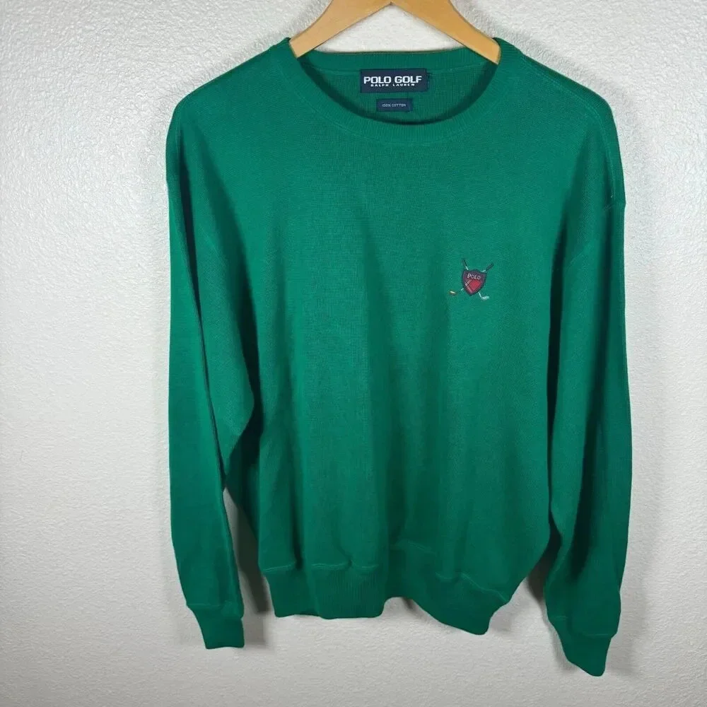 Polo Ralph Lauren Golf Green Crewneck Pullover Sweater Embroidered Size M